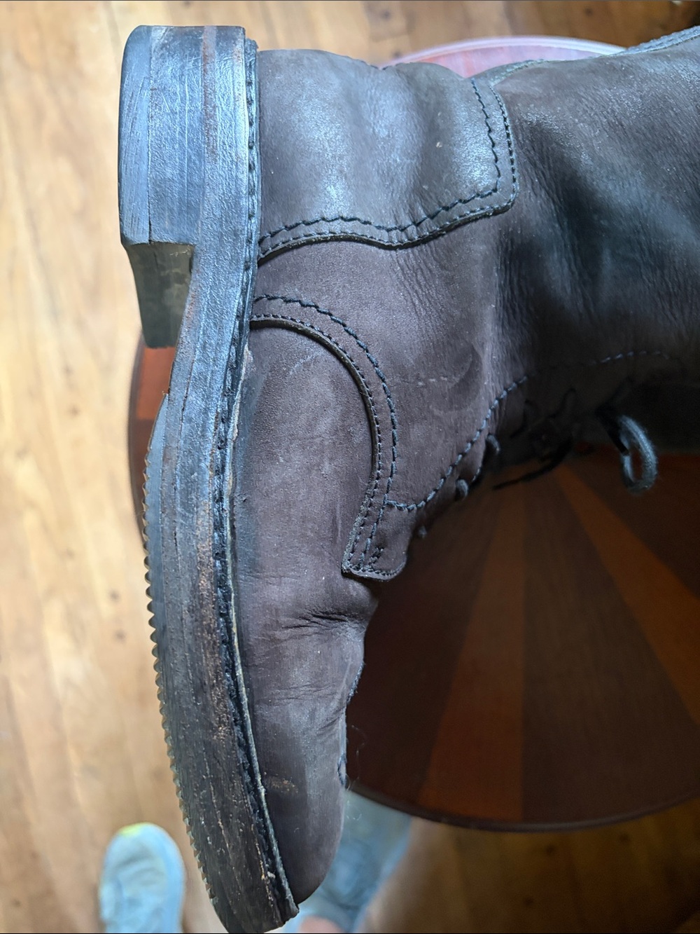CHANEL VINTAGE ANKLE LACE LEATHER TALL BROWN BOOTS PRE-LOVED COND. SIZE 38 (7.5) - Picture 9 of 10